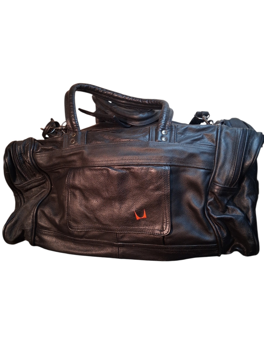 Black Leather Men’s Weekender Duffel Bag